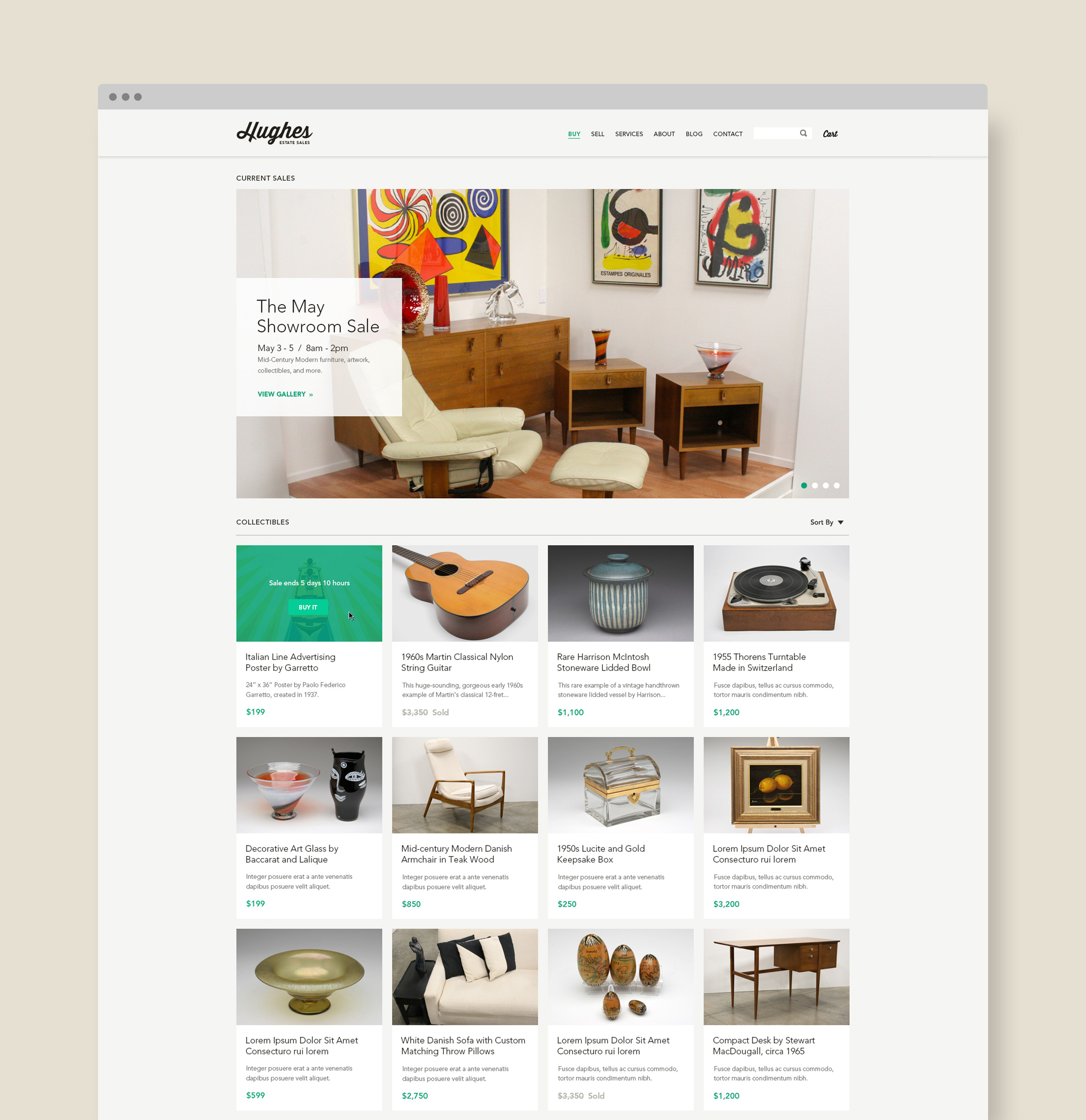 hughes estate sales website e-commerce buy page